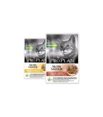 Паучи Пурина Про План Nutrisavour Sterilised для стерилизованных кошек 24*85 г в ассортименте, Purina Pro Plan